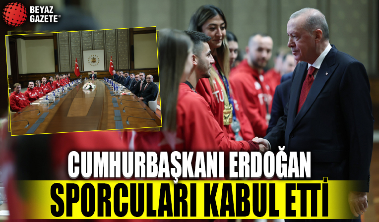 Cumhurbaşkanı Erdoğan, şampiyon sporcuları Külliye'de kabul etti