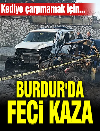 Burdur'da feci kaza!  Kediye çarpmamak için direksiyonu kırmıştı!