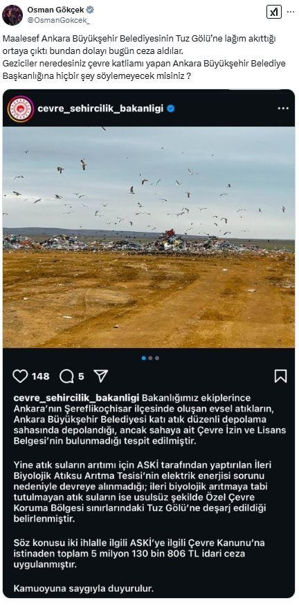 Bakanlık tarafından ceza yemişti! CHP'li Ankara'da yaşanan skandala bir tepki de Osman Gökçek'ten!