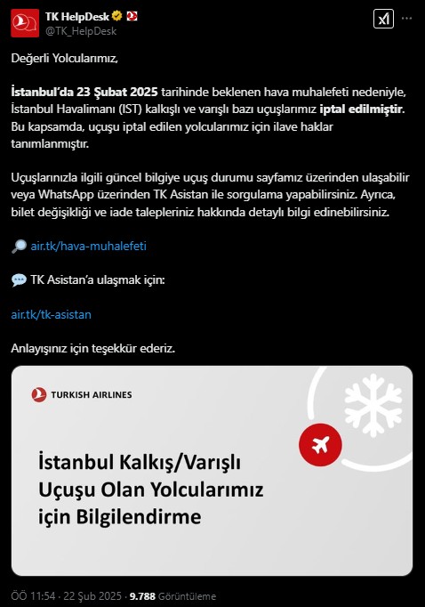 Seferler iptal! Sosyal medyadan duyurdular