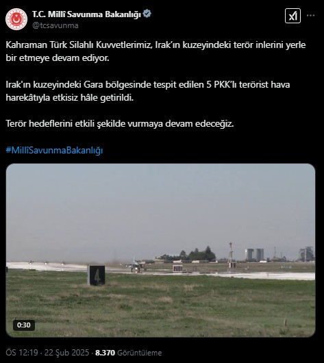 TSK'dan Irak'ın kuzeyine hava harekatı! 5 PKK'lı terörist etkisiz hale getirildi