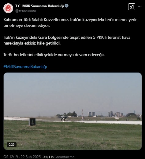 MSB duyurdu! 5 terörist etkisiz hale getirildi