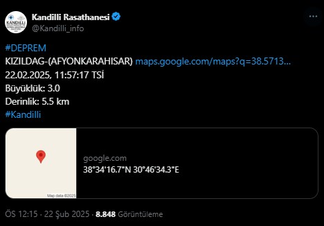 Afyonkarahisar'da deprem! Kandilli Rasathanesi duyurdu