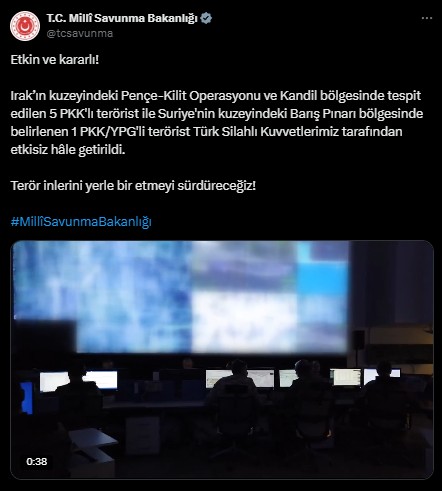 MSB duyurdu! 6 terörist etkisiz hale getirildi