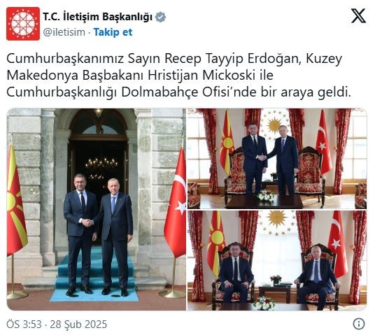 Cumhurbaşkanı Erdoğan, Kuzey Makedonya Başbakanı Mickoski ile görüştü