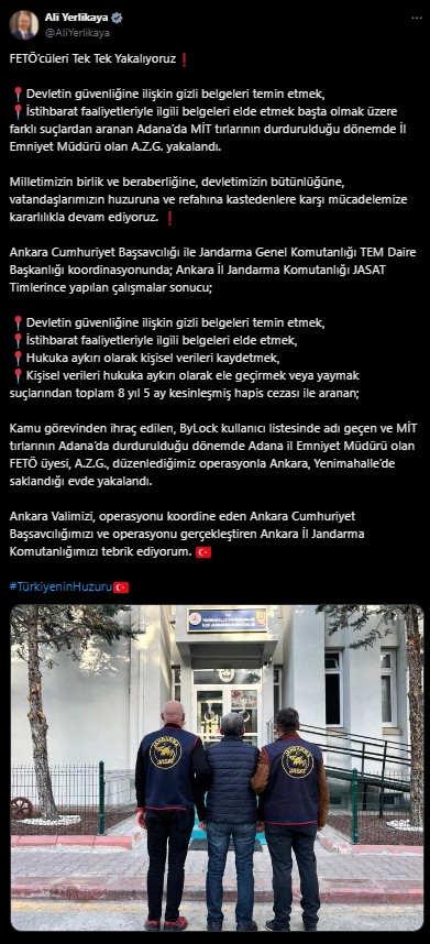 Bakan Yerlikaya duyurdu! Kritik isim Ankara'da yakalandı