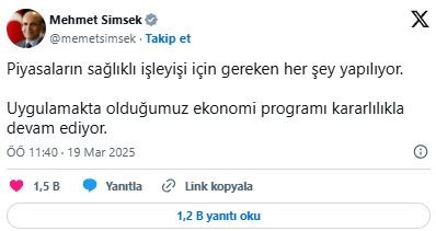 Bakan Şimşek'ten piyasalara ilişkin açıklama