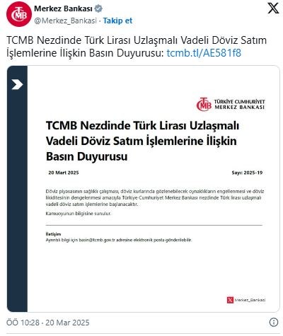 Merkez Bankası'ndan döviz satım işlemleri için açıklama