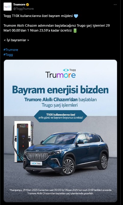 TOGG sahiplerine bayram müjdesi! Bedava oluyor