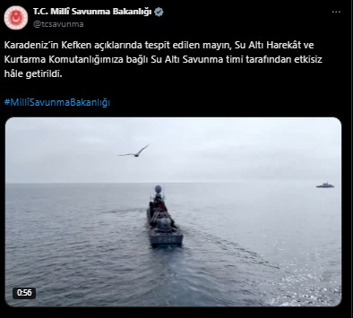 Karadeniz'de mayın tespit edildi! MSB'den açıklama geldi