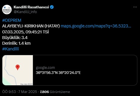 Hatay'da deprem! Kandilli'den ilk açıklama geldi
