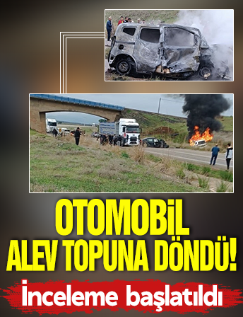 Gaziantep'te otomobille çarpışan hafif ticari araç alev topuna döndü