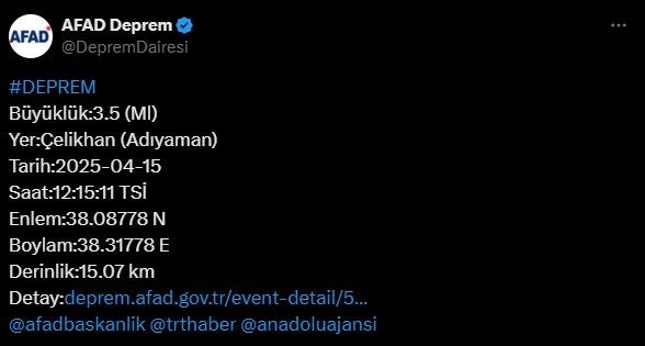 Adıyaman'da deprem! AFAD duyurdu