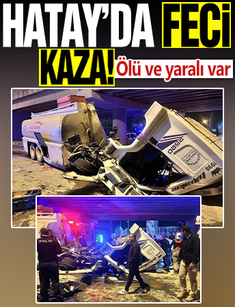 Hatay'da feci kaza! Arazöz, otomobile ve duvara çarparak hurdaya döndü