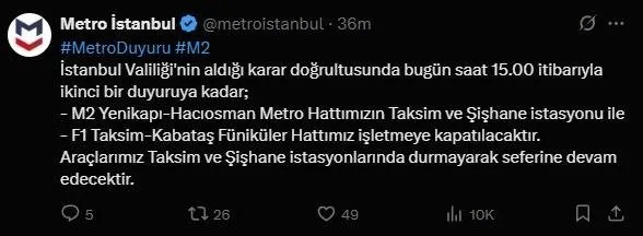 Metro hattında bazı duraklar kapatılacak! Saat açıklandı