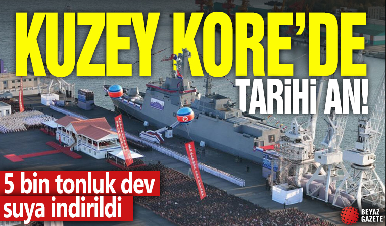 Kuzey Kore'de tarihi an! 5 bin tonluk dev suya indirildi