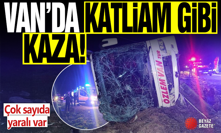 Van'da yolcu otobüsü devrildi: 28 yaralı