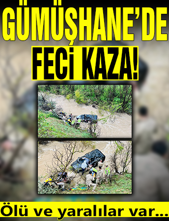 Gümüşhane'de feci kaza! Hafif ticari araç dereye devrildi: 1 ölü, 4 yaralı