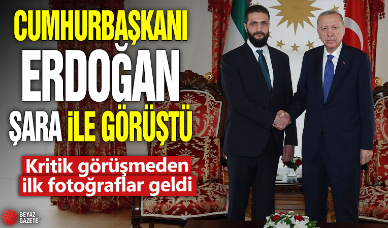 Cumhurbaşkanı Erdoğan Dolmabahçe'de Şara ile bir araya geldi