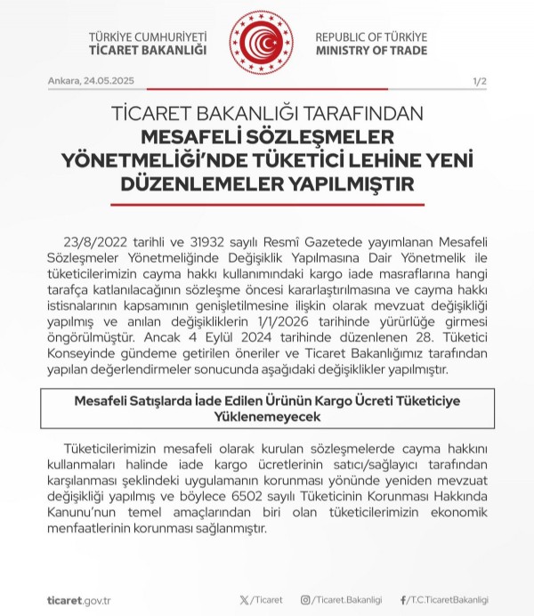 Ticaret Bakanlığı duyurdu! Mesafeli satışta tüketici lehine yeni dönem