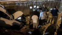İstanbul'da otomobil bekçiye çarpıp şantiye alanına uçtu