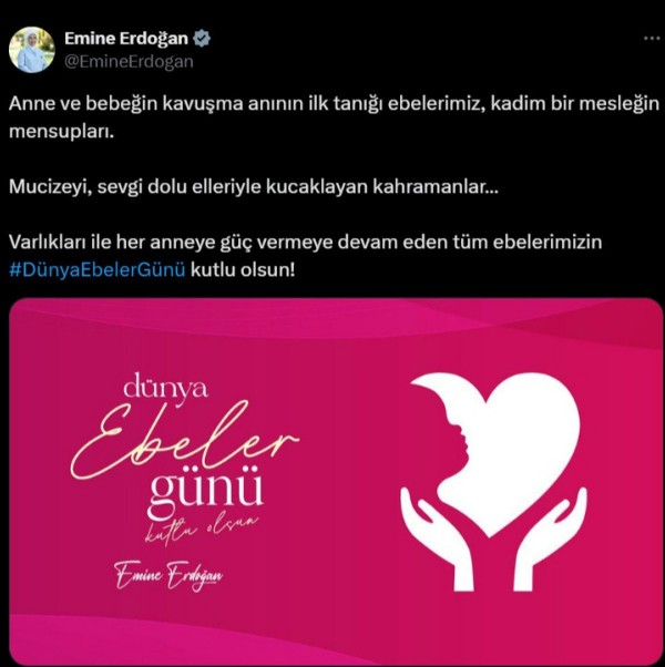 Emine Erdoğan, Dünya Ebeler Günü'nü kutladı