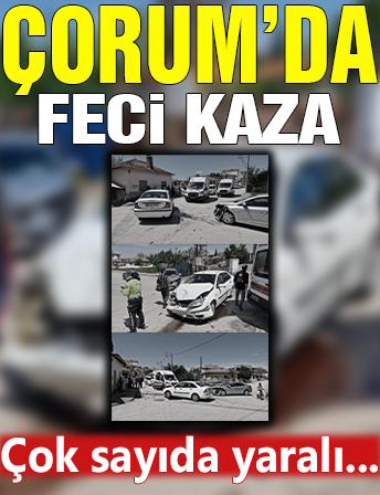 Çorum'da iki otomobil çarpıştı: 8 yaralı