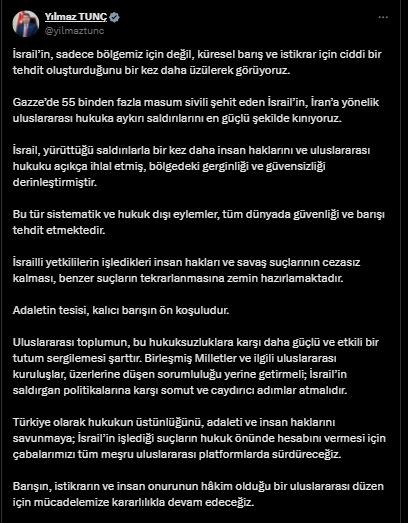 Bakan Tunç'tan net mesaj! 'Tüm dünya için tehdittir'