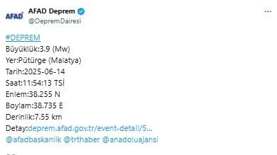 Malatya'da deprem! AFAD duyurdu