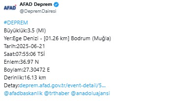 Muğla'da deprem! AFAD ilk verileri paylaştı