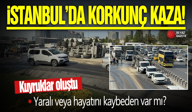 Bahçelievler'de beton mikseri devrildi: Yan yol trafiğe kapandı