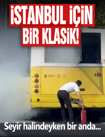 Özel Halk otobüsü yandı: Şoför yangın tüpüyle söndürdü