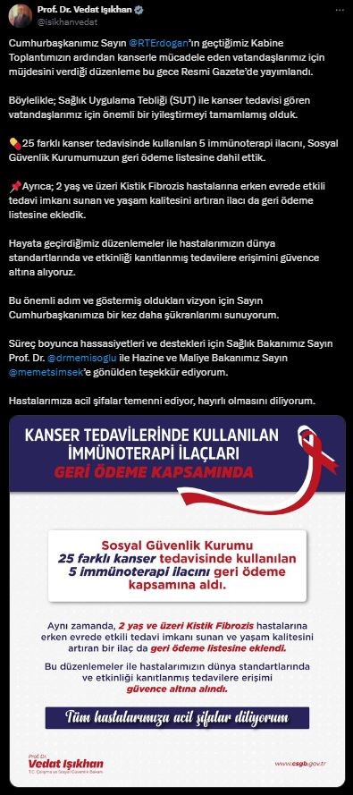 Kanser hastalarına büyük destek! 5 yeni ilaç SGK kapsamında