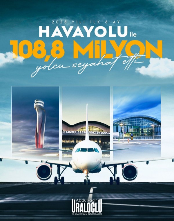Abdulkadir Uraloğlu: Yılın ilk 6 ayında hava yolu ile 108,8 milyon yolcu seyahat etti
