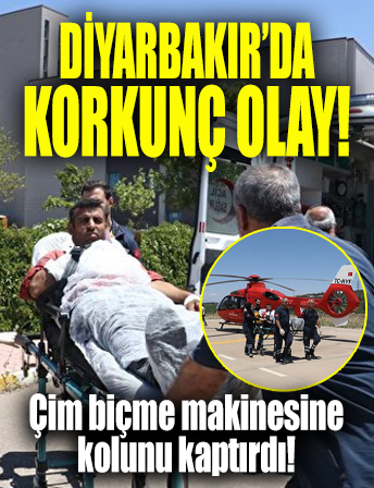 Çim biçme makinesine kolunu kaptırdı: Ambulans helikopterle sevk edildi
