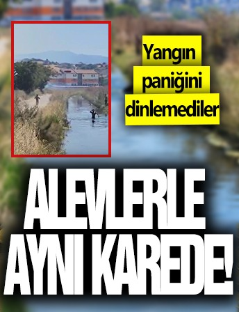 Alevlerle aynı karede! Su kanalında eğlenmeye devam ettiler