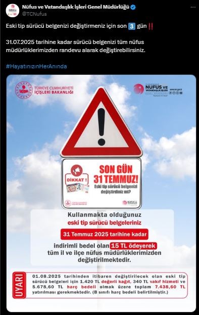 Milyonlarca sürücüyü ilgilendiriyor! Son 3 gün