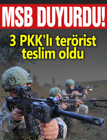 MSB duyurdu! 3 PKK'lı terörist teslim oldu