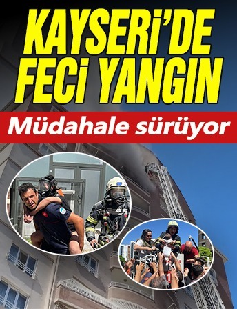 Kayseri'de 14 katlı bir binada yangın