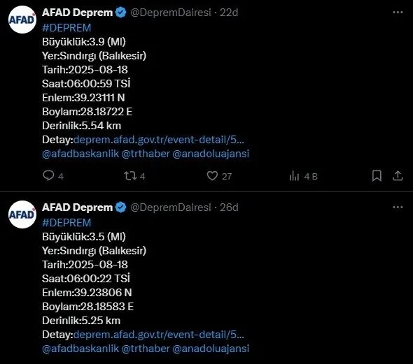 Balıkesir'de deprem! AFAD duyurdu