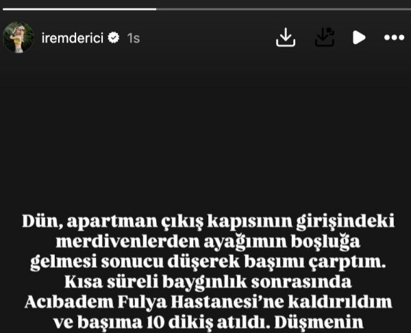 İrem Derici hastanelik oldu