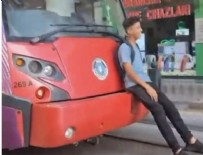  KAZA - Tramvayın arkasına oturdu! Görenler hayret etti...