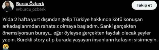 Burcu Özberk'ten arkadaşlarına uyarı