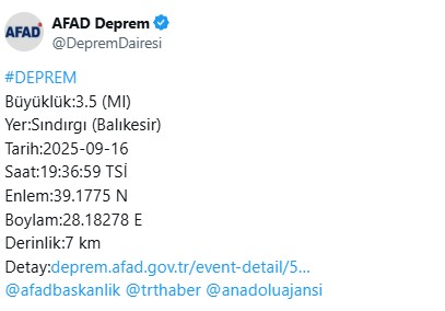 Balıkesir'de deprem! AFAD duyurdu