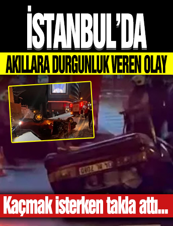 Kağıthane'de araç çalan hırsız kaçmak isterken takla attı