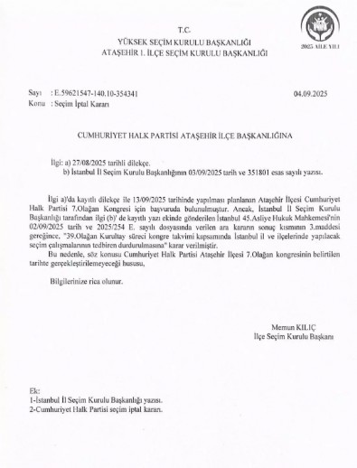 CHP'de Kongre Yapılmayacak!Tedbir kararı gereği...