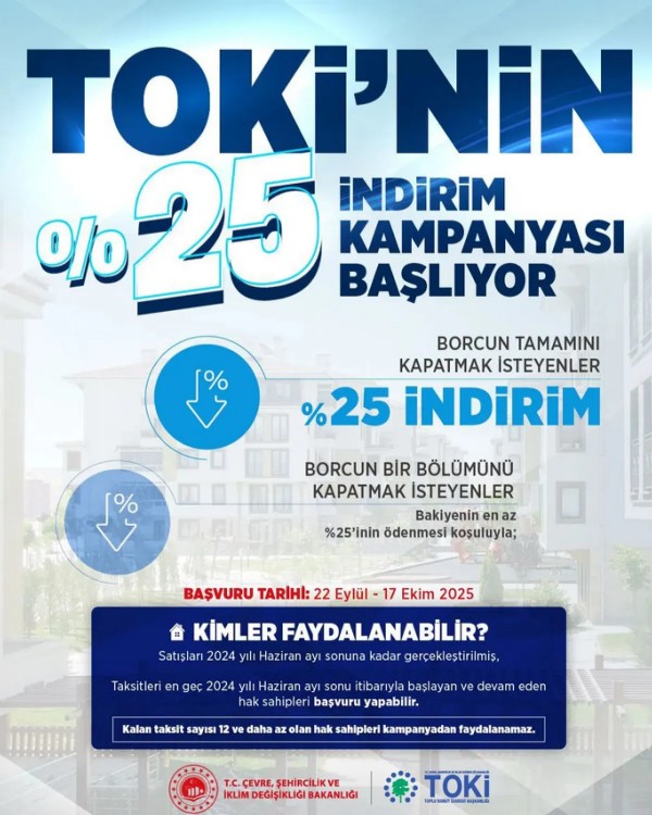 TOKİ'den yüzde 25 indirim müjdesi! Kampanya ne zaman başlayacak?