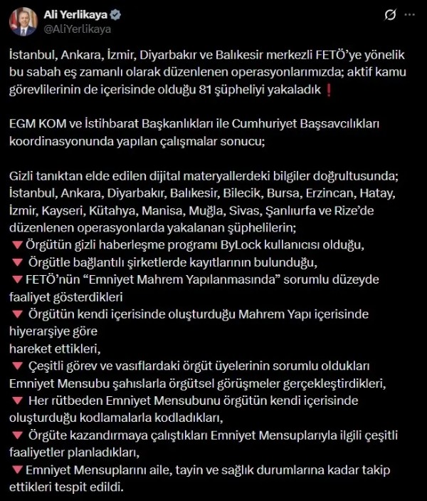 FETÖ'ye eş zamanlı operasyon! Çok sayıda şüpheli yakalandı