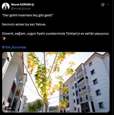 Ev Hayali Gerçek oluyor! Bakan Kurum'dan 'İlk Evim Projesi' Paylaşımı