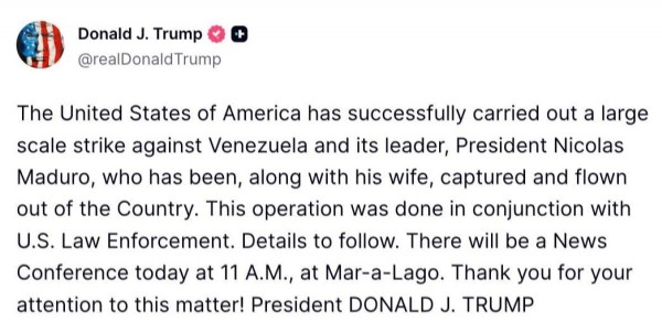 Trump açıkladı! Maduro ve eşi yakalanarak ülke dışına çıkarıldı